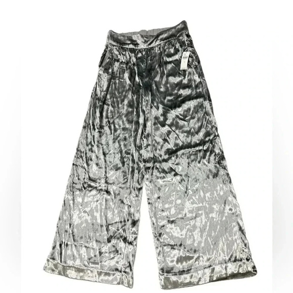 Anthropologie Maeve NWT Silver Anastacia Velvet Wide-Leg Pull On Pants Size S - Picture 2 of 12